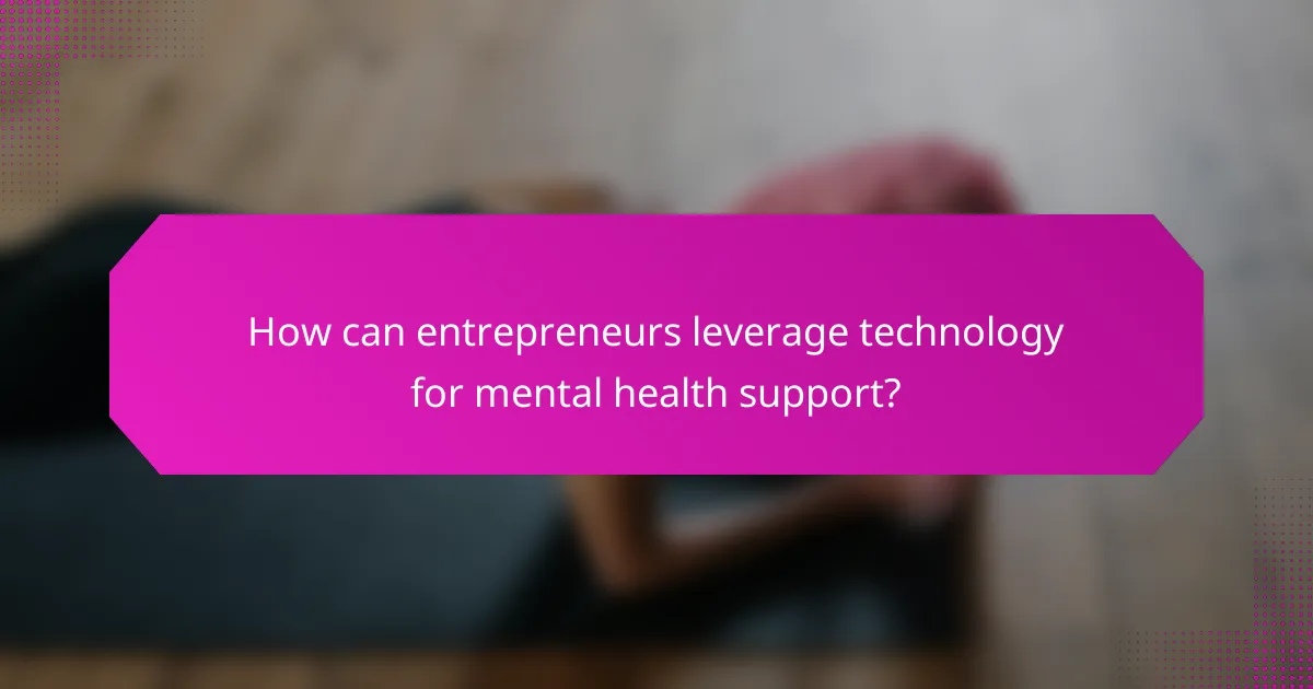 How can entrepreneurs leverage technology for mental health support?