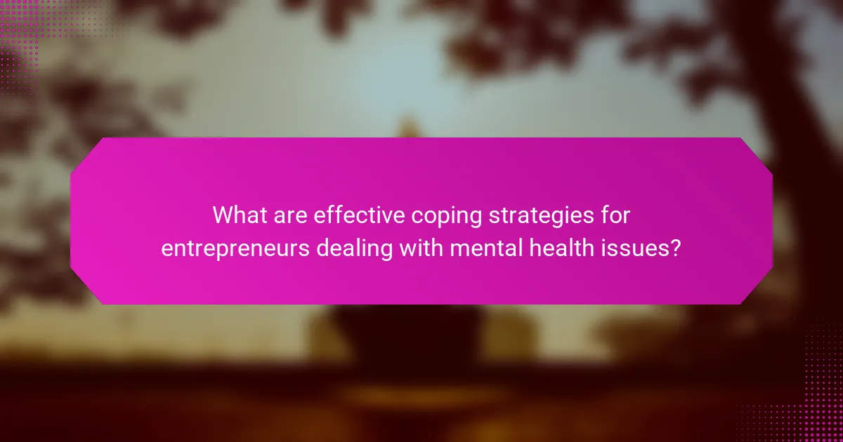 What are effective coping strategies for entrepreneurs dealing with mental health issues?