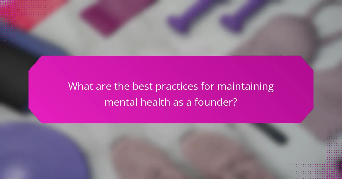 What are the best practices for maintaining mental health as a founder?