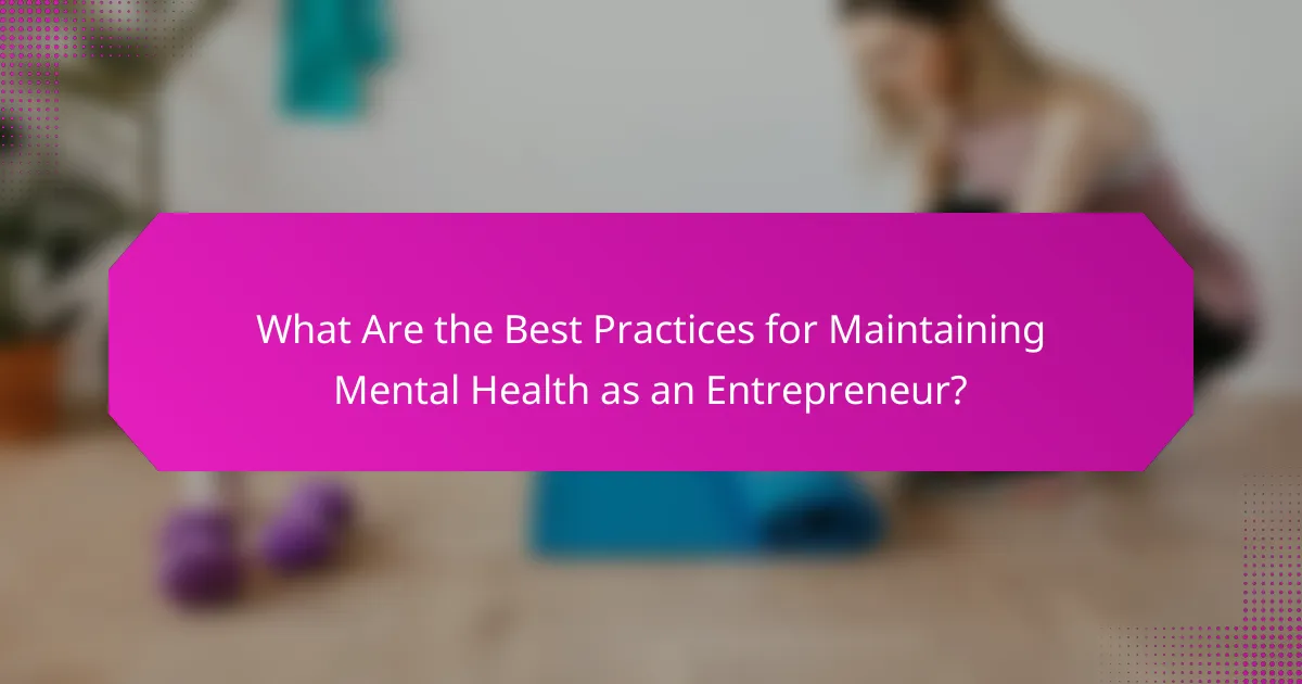 What are the best practices for maintaining mental health as an entrepreneur?