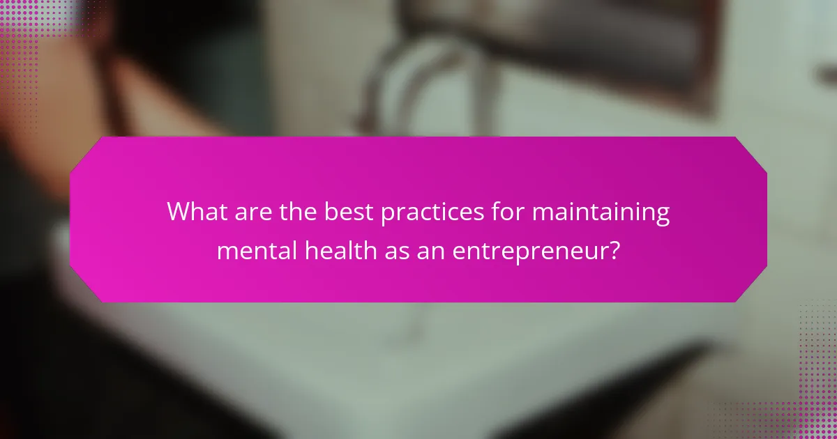 What are the best practices for maintaining mental health as an entrepreneur?