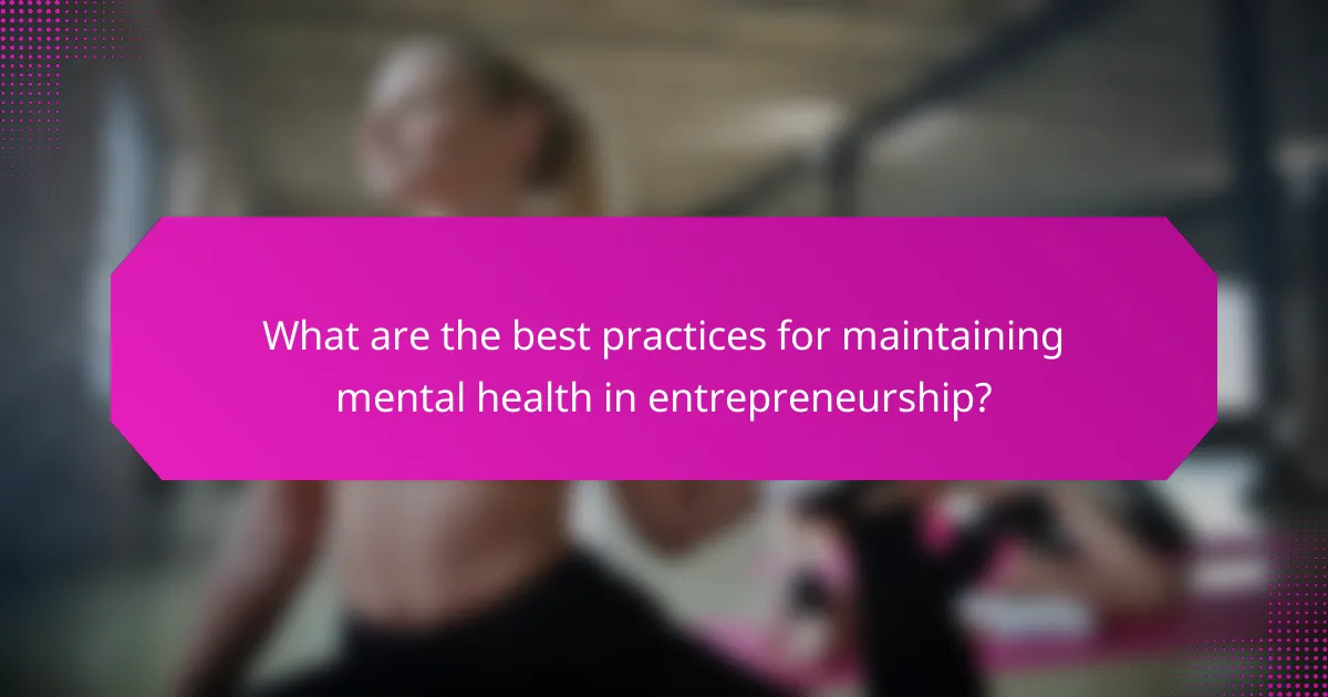 What are the best practices for maintaining mental health in entrepreneurship?