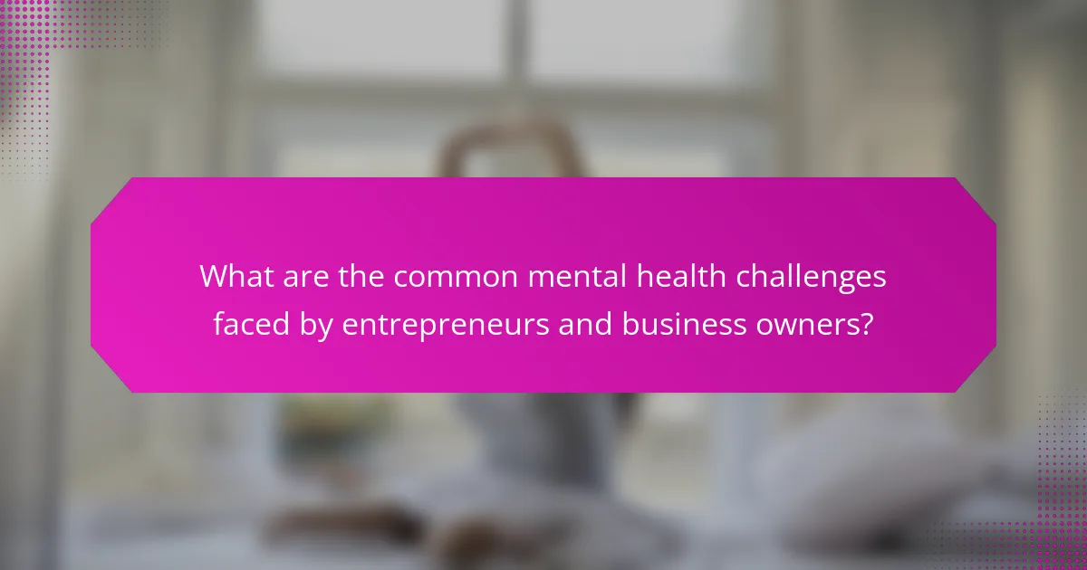 What are the common mental health challenges faced by entrepreneurs and business owners?