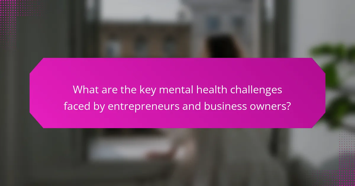 What are the key mental health challenges faced by entrepreneurs and business owners?