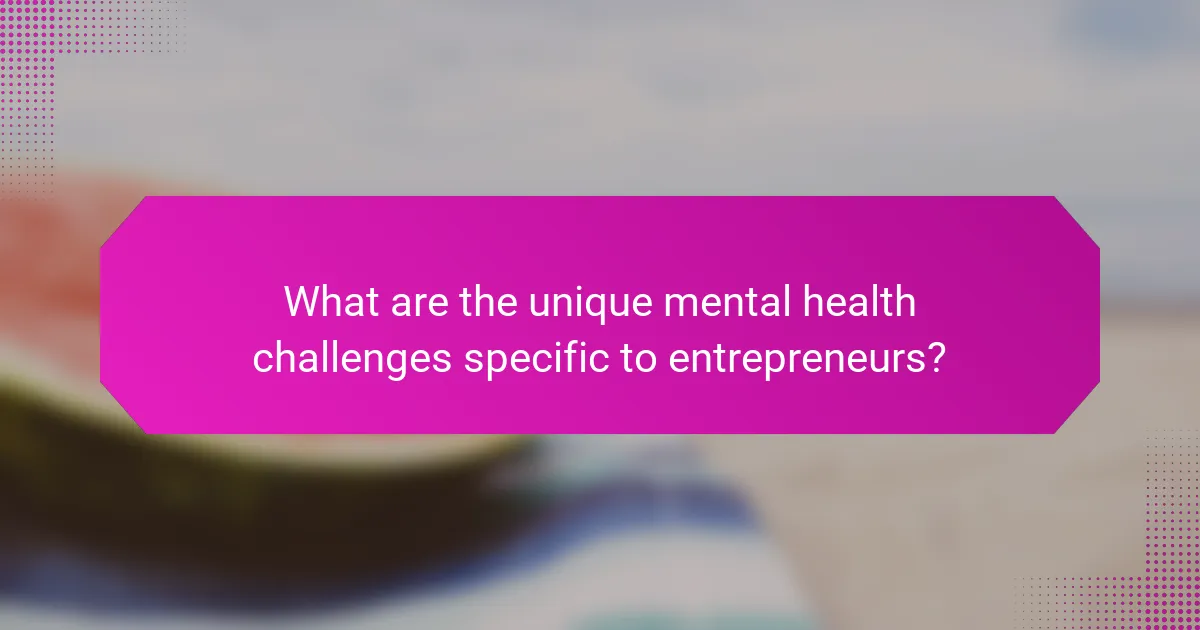 What are the unique mental health challenges specific to entrepreneurs?