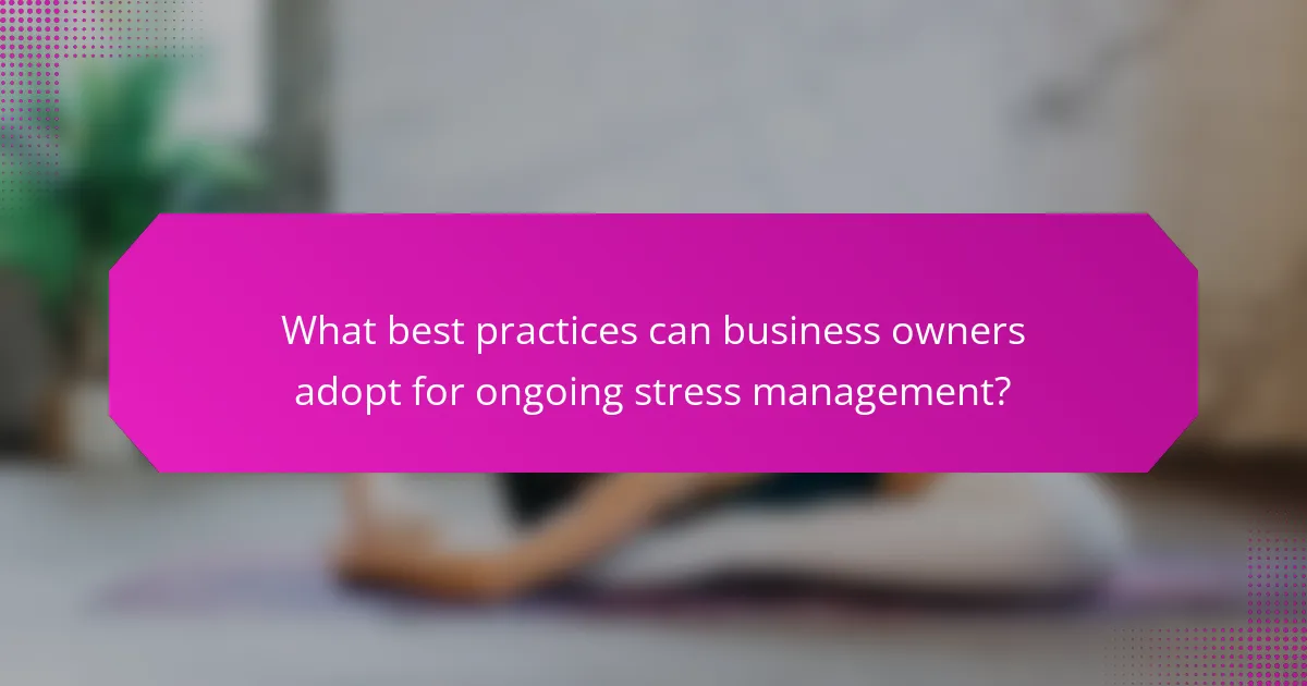 What best practices can business owners adopt for ongoing stress management?