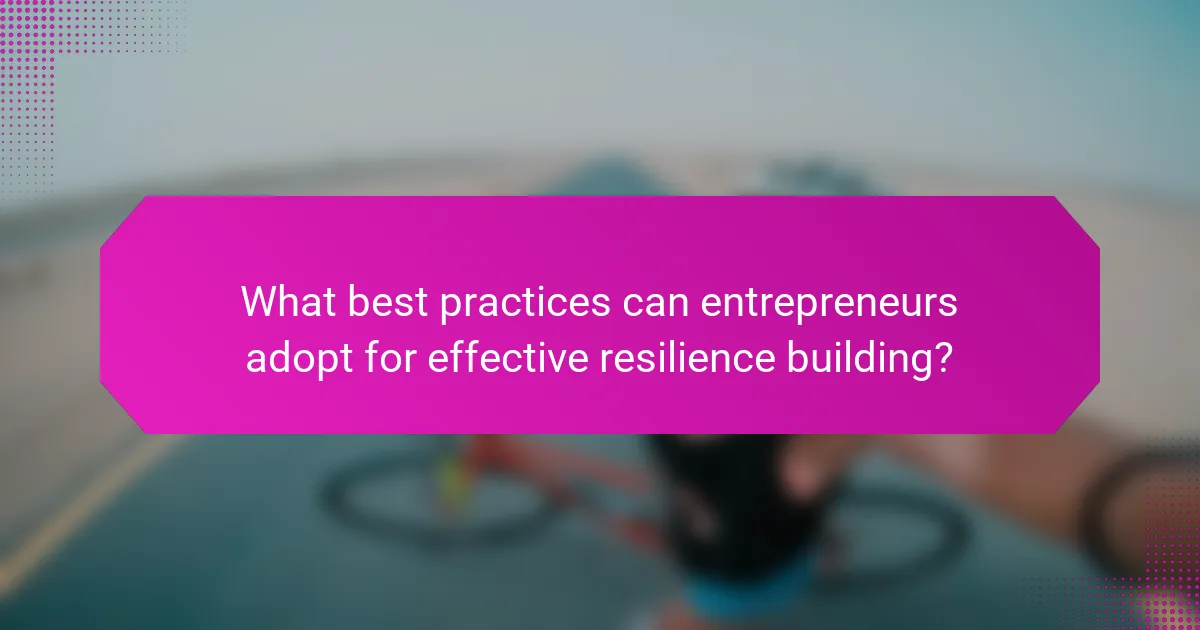 What best practices can entrepreneurs adopt for effective resilience building?