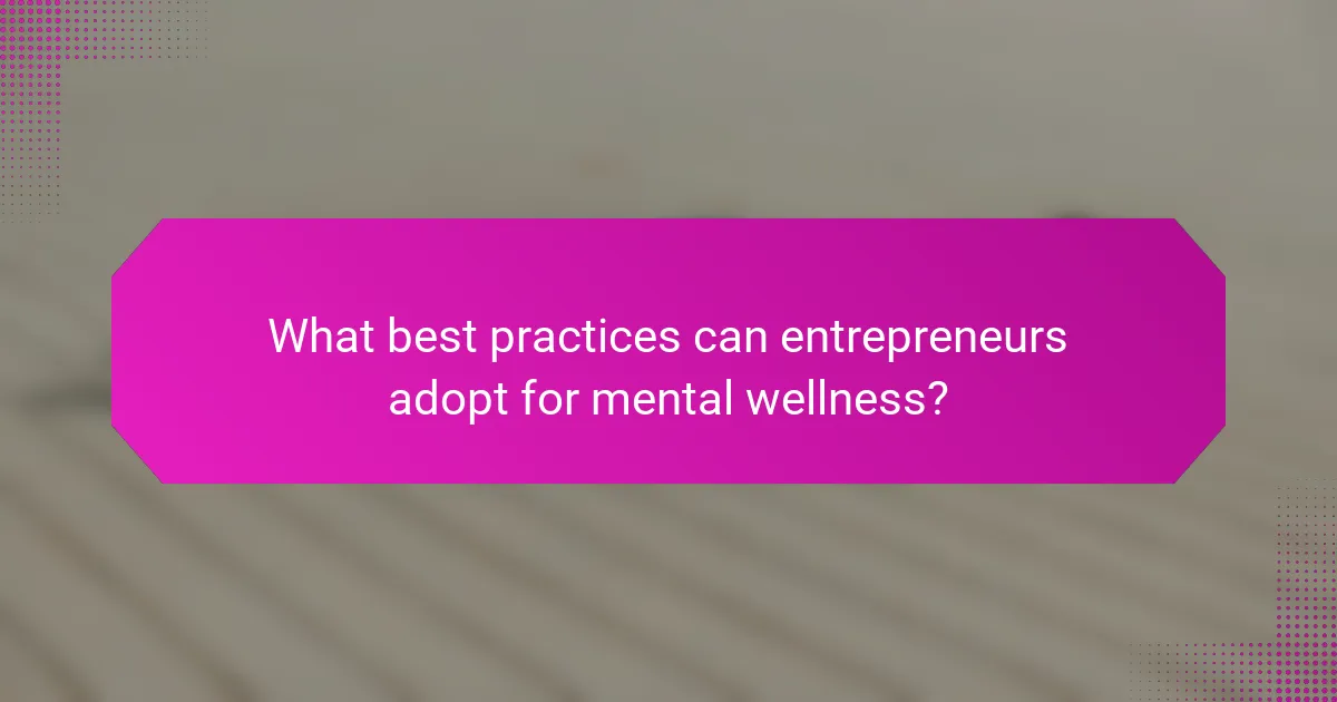What best practices can entrepreneurs adopt for mental wellness?