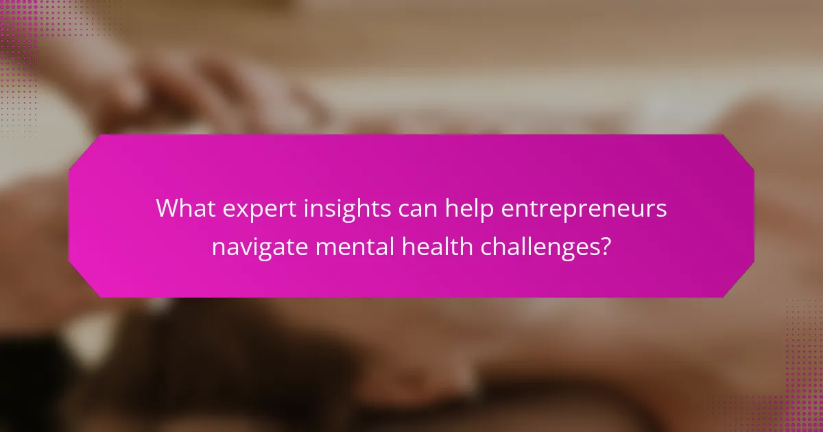 What expert insights can help entrepreneurs navigate mental health challenges?