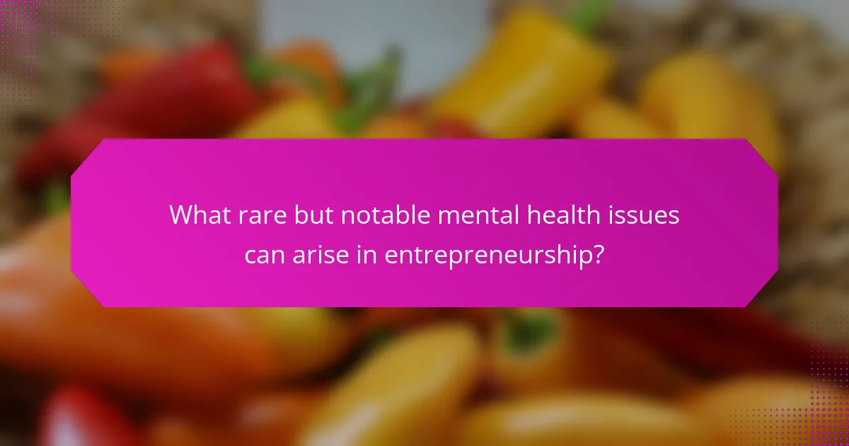 What rare but notable mental health issues can arise in entrepreneurship?