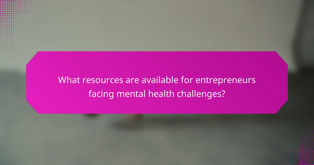 What resources are available for entrepreneurs facing mental health challenges?