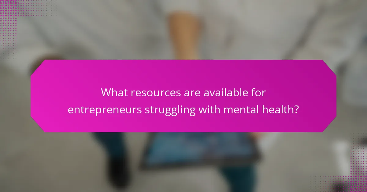 What resources are available for entrepreneurs struggling with mental health?