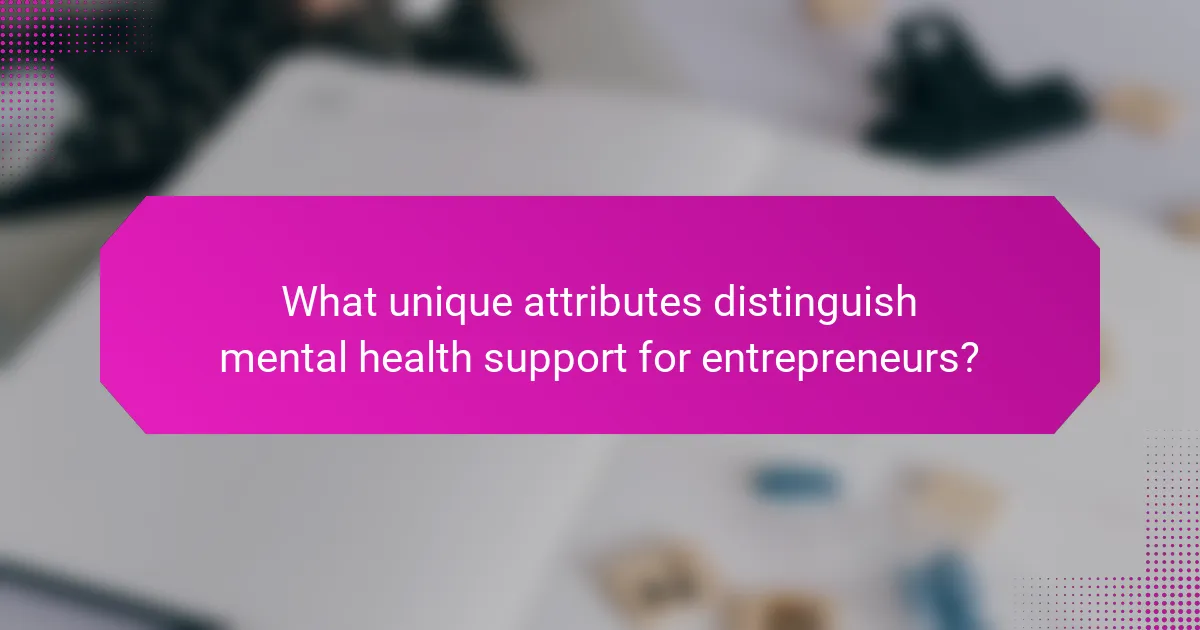 What unique attributes distinguish mental health support for entrepreneurs?