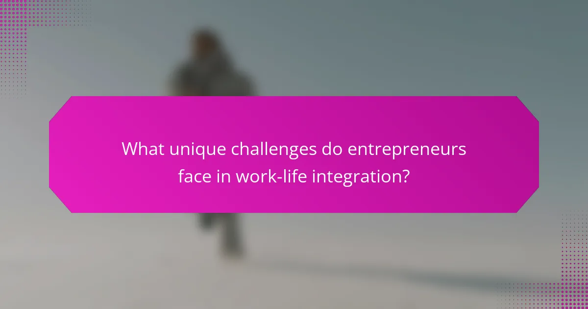 What unique challenges do entrepreneurs face in work-life integration?