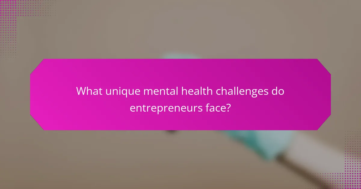 What unique mental health challenges do entrepreneurs face?