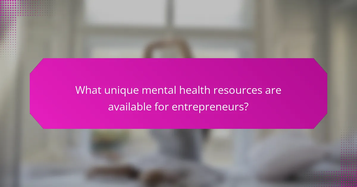 What unique mental health resources are available for entrepreneurs?