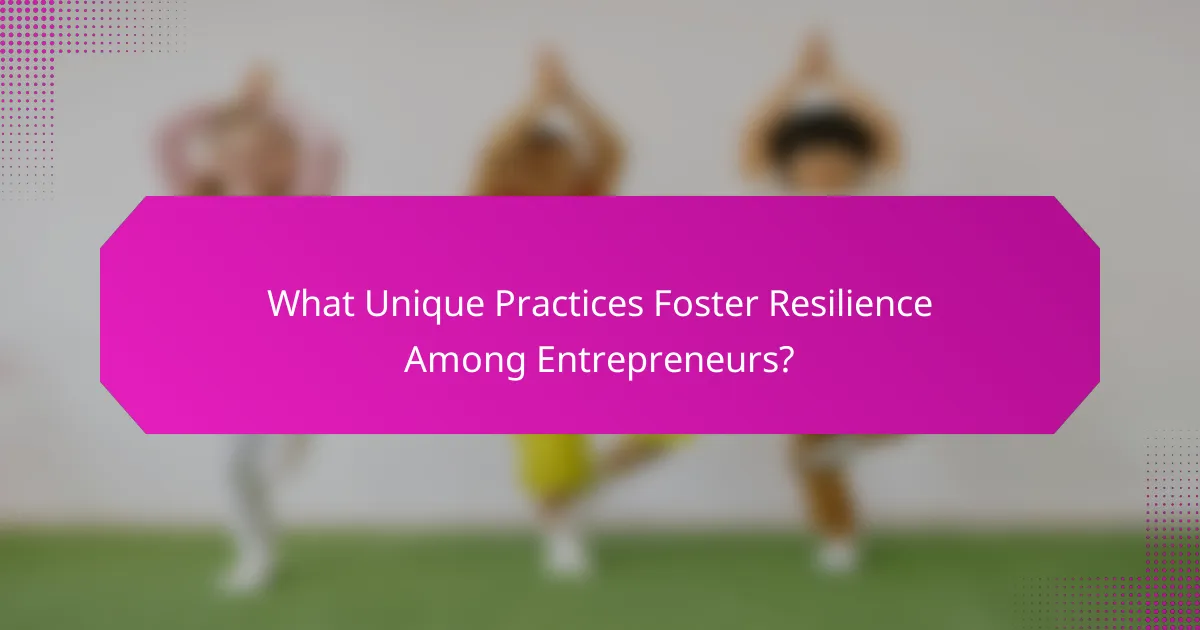 What Unique Practices Foster Resilience Among Entrepreneurs?