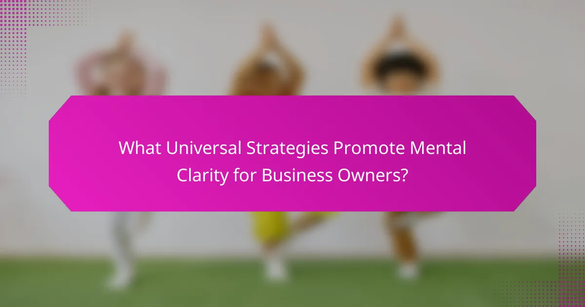What Universal Strategies Promote Mental Clarity for Business Owners?